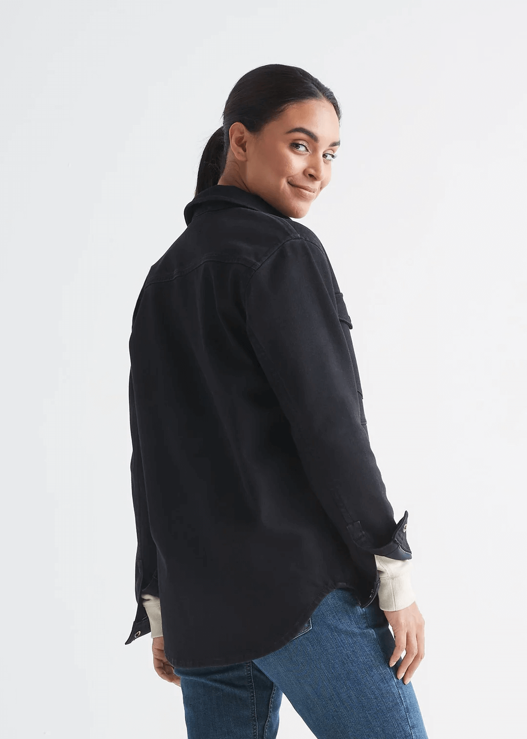 Black shirt and black jacket shop