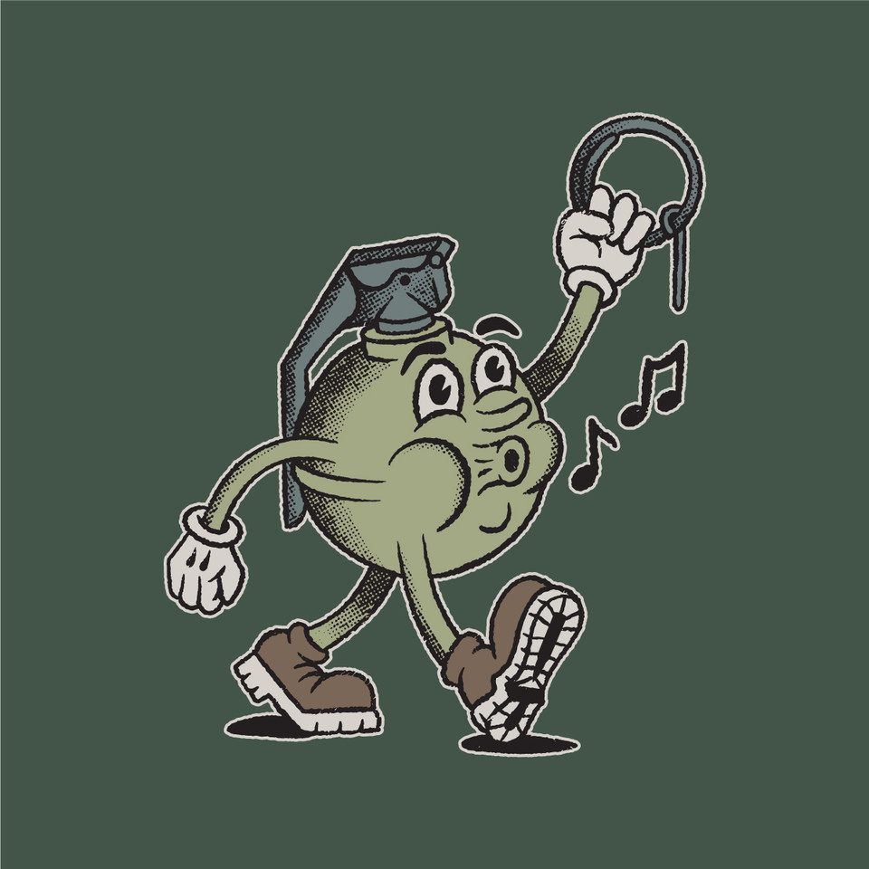 Black on Ammo Freddy The Frag T-Shirt Forest Green Front Artwork Millbrook LEAF Program Canada