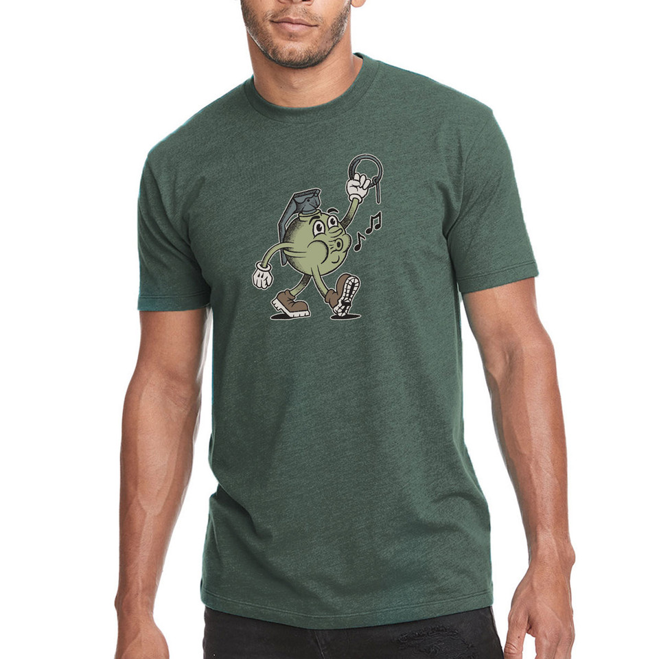 Black on Ammo Freddy The Frag T-Shirt Forest Green Front Millbrook LEAF Program Canada