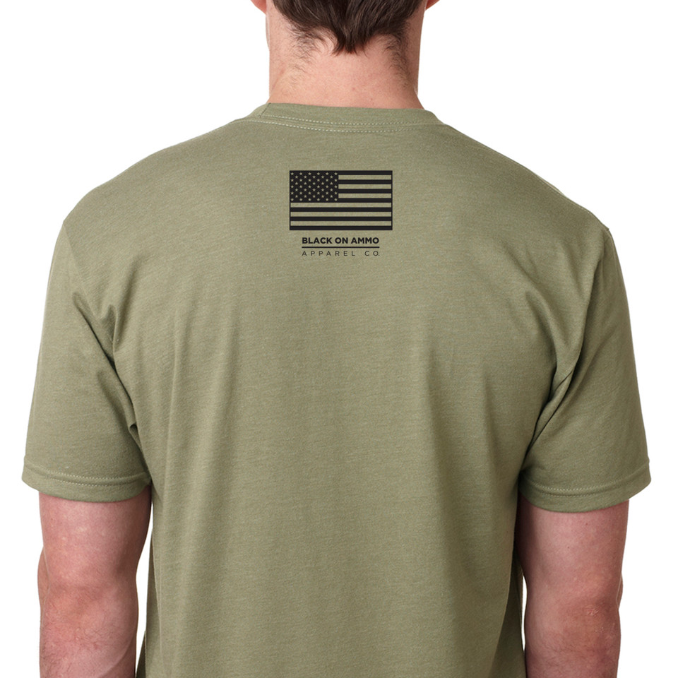 Black on Ammo Mermaid T-Shirt Olive Back Millbrook LEAF Program Canada