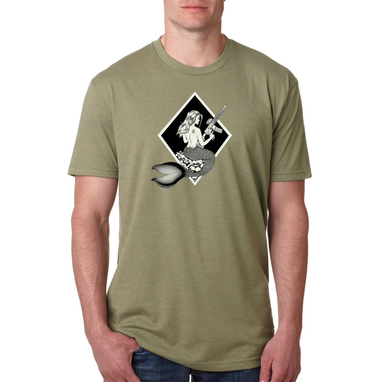 Black on Ammo Mermaid T-Shirt Olive Front Millbrook LEAF Program Canada