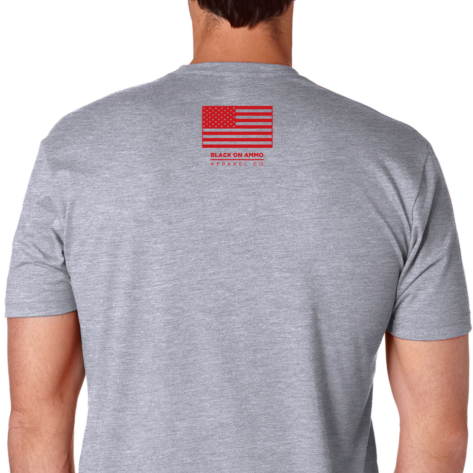 Black on Ammo Ready For War T-Shirt Grey Back Millbrook LEAF Program Canada