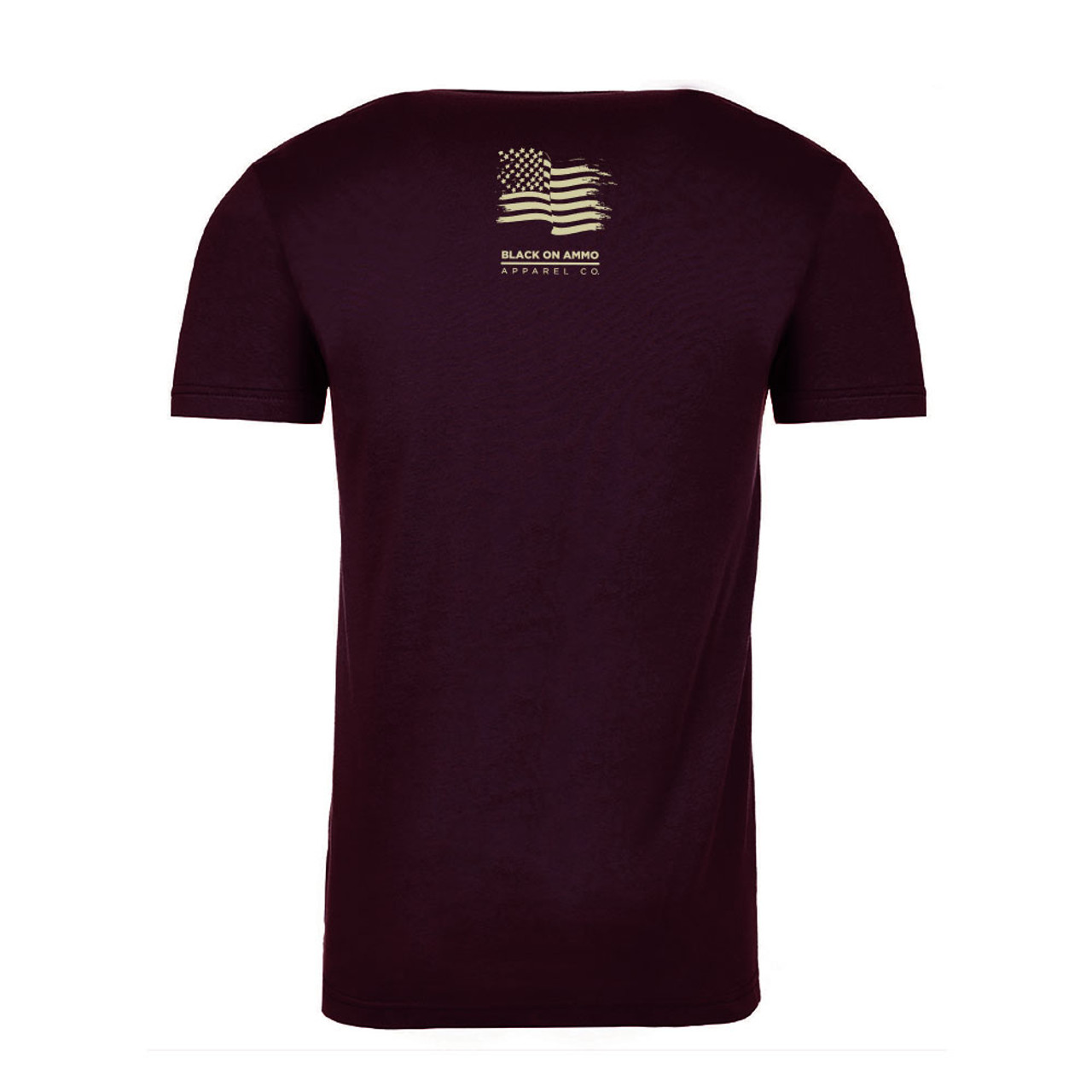 Black on Ammo Tattoo Girl T-Shirt Burgundy Back Millbrook LEAF Program Canada