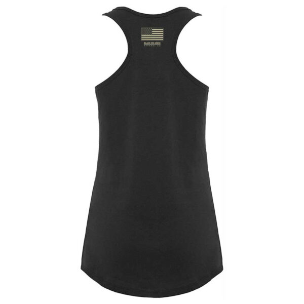 Black on Ammo Tattoo Girl Tank Top Back Millbrook LEAF Program Canada