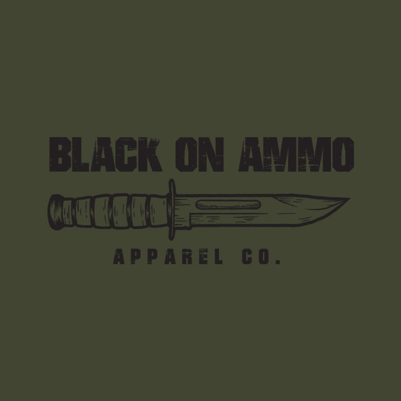 Black on Ammo War Knife T-Shirt Army Green Front Artwork Millbrook LEAF Program Canada