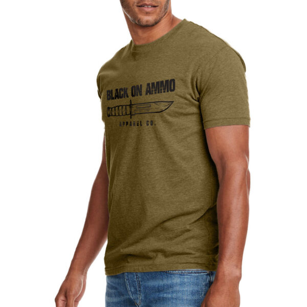 Black on Ammo War Knife T-Shirt Army Green Front Millbrook LEAF Program Canada
