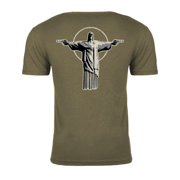 Black on Ammo When He Comes Back T Shirt Dark Olive Green Back Millbrook LEAF Program Canada