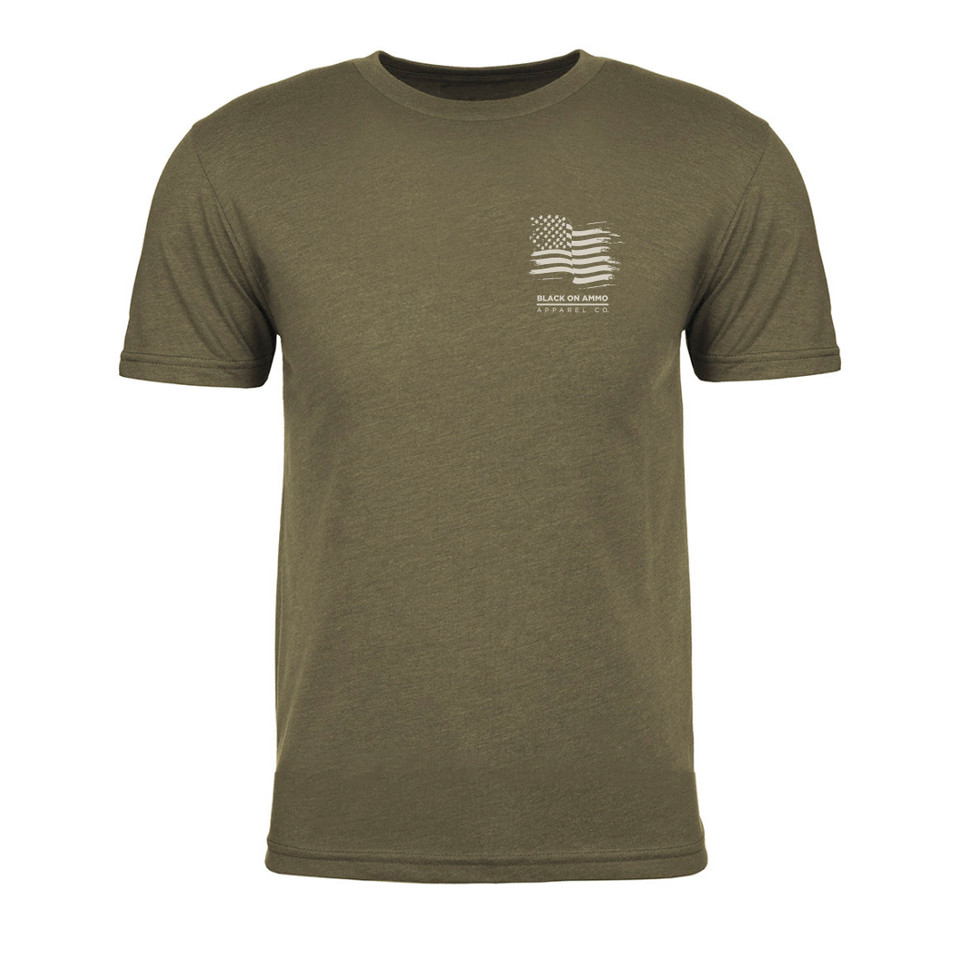 Black on Ammo When He Comes Back T Shirt Dark Olive Green Front Millbrook LEAF Program Canada